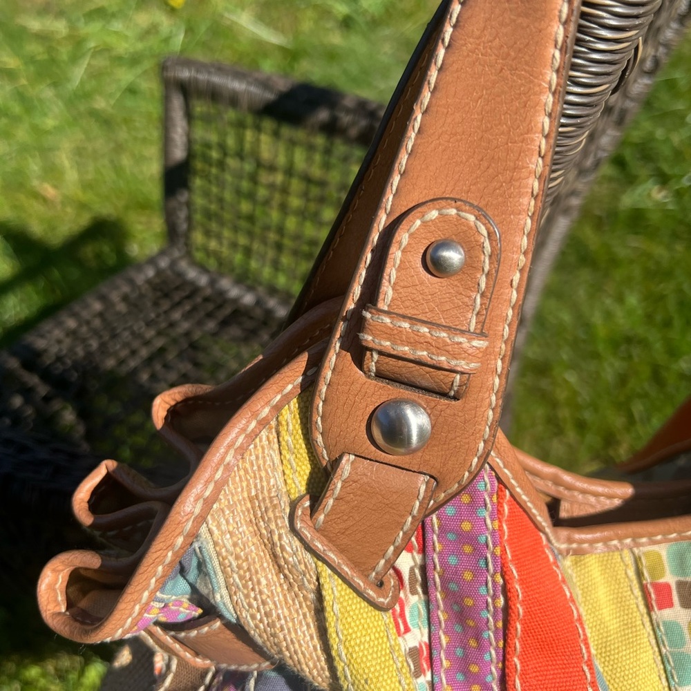 Miriam’s Fossil Patchwork Stripe Hobo Purse Bag T… - image 4